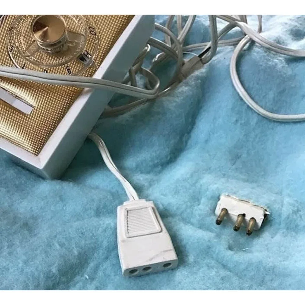 Style Home Automatic Electric Blanket Teal Velvet Trim 79 x 88 Full Queen Vtg